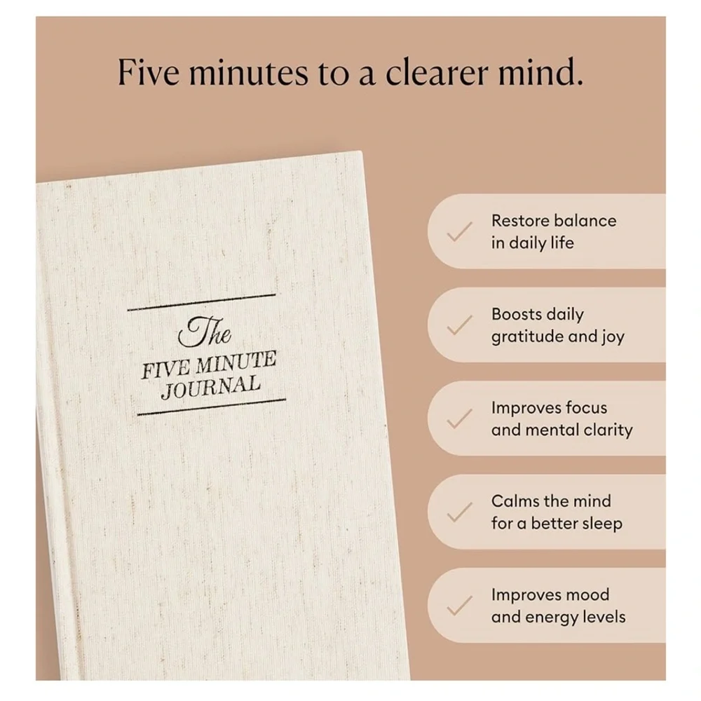 NWT The Five-Minute Journal Book in Ivory Intelligent Change from Revolve - Picture 12 of 14